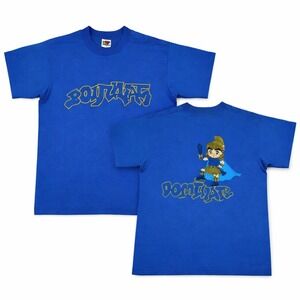 Vintage Y2K Fruit of the Loom Dominate Graphic T-Shirt Blue Single Stitch 90s